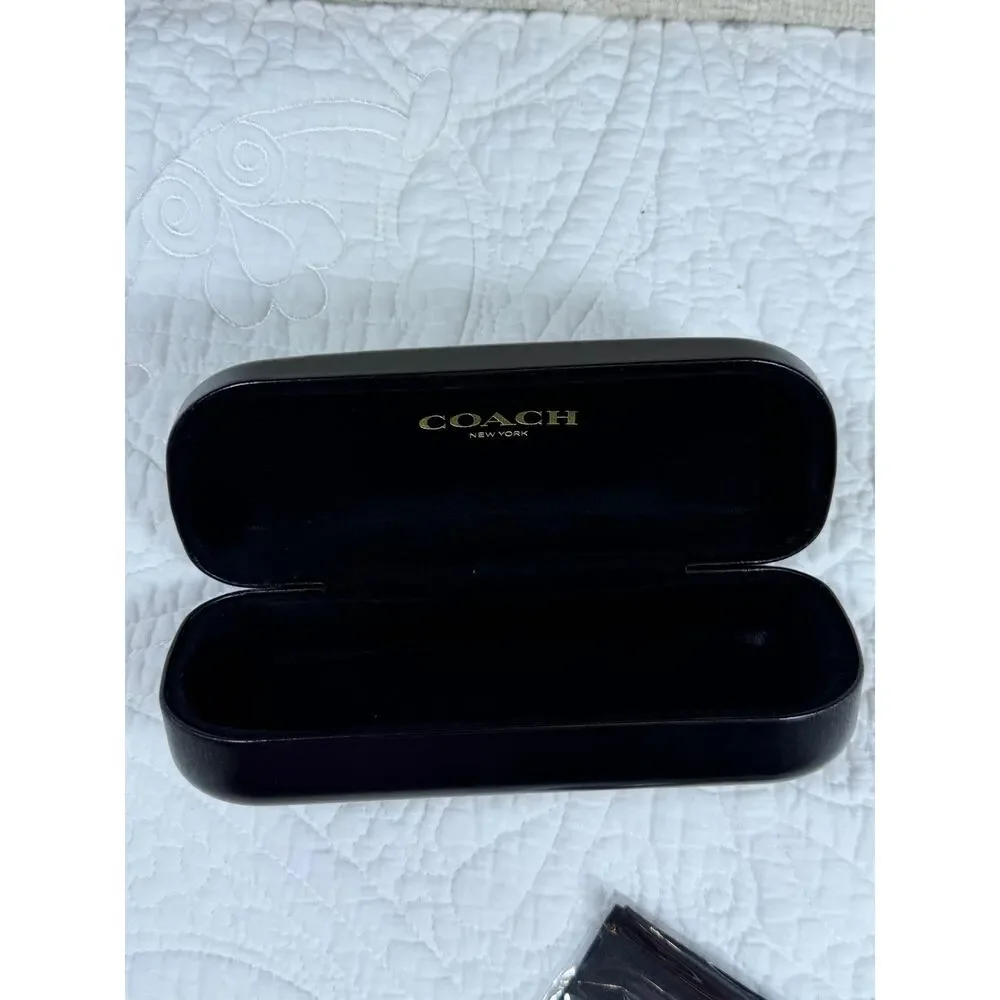 Coach Black Leather Eyeglass Sunglasses Case Signature Protective Travel Holder